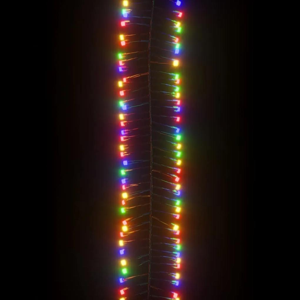 Instalatie tip cluster cu 1000 LED-uri, multicolor, 20 m, PVC 1, Multicolor si verde inchis, 11 m