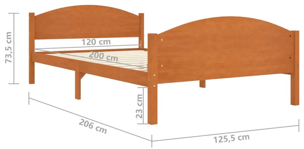 Cadru de pat, maro miere, 120x200 cm, lemn masiv de pin maro miere, 120 x 200 cm