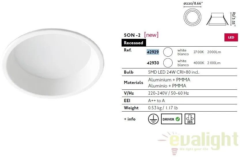 SPOT LED INCASTRABIL MODERN SON-2 24W 42929