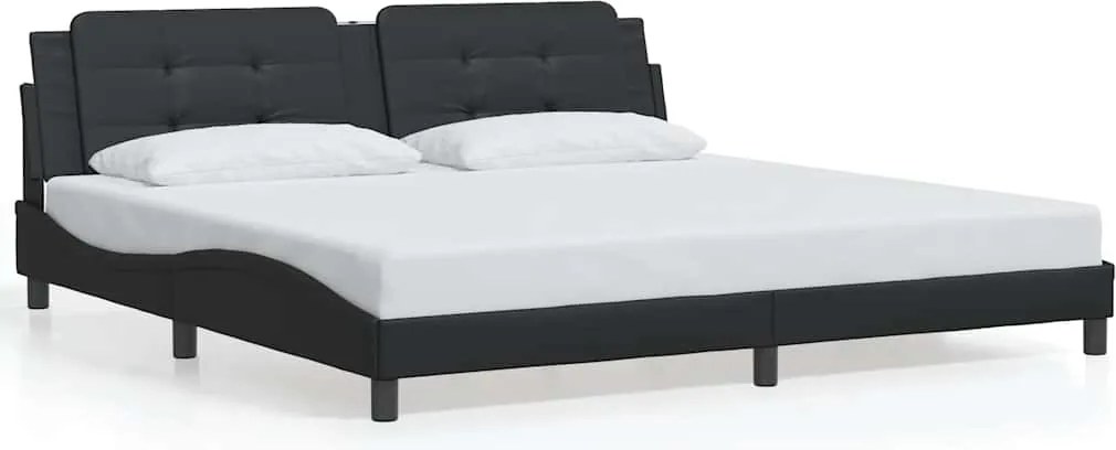 vidaXL Cadru de pat fără saltea, Zadar, negru, 200x200 cm, piele ecologică