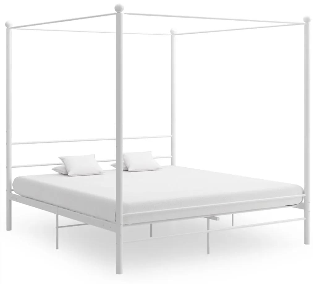 325070 vidaXL Cadru de pat cu baldachin, alb, 200x200 cm, metal