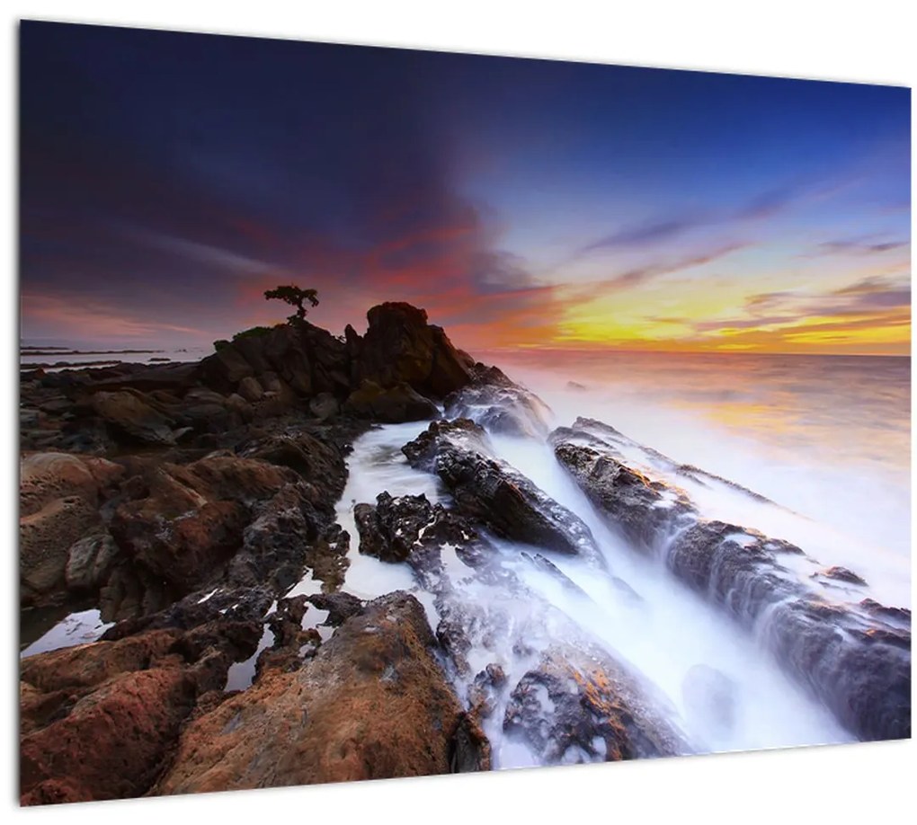 Tablou cu munți în ceață (70x50 cm)