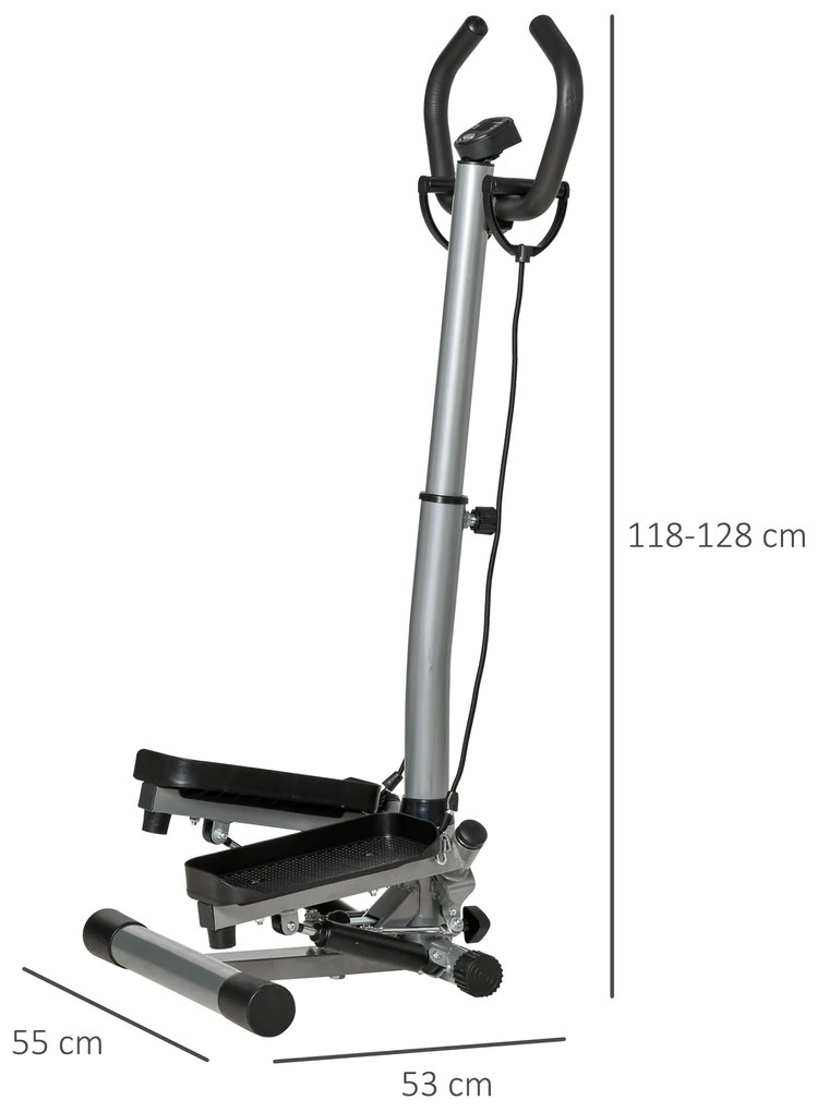 Stepper ghidon reglabil, cu 2 pistoane hidraulice,  Monitor LCD, manere moi 55x53x118-128cm, negru HOMCOM | Aosom Romania