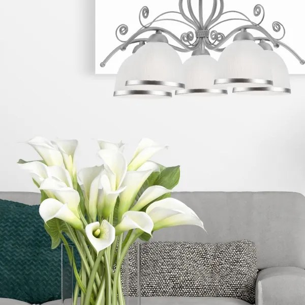 Lustră pe lanț RETRO II 5xE27/60W/230V argintiu