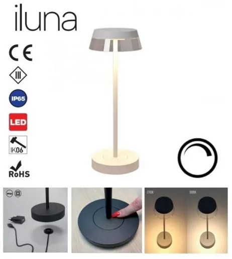 Lampă LED dimabilă de masă Redo 90306 ILUNA LED/2,5W/5V 3000 mAh IP65 alb