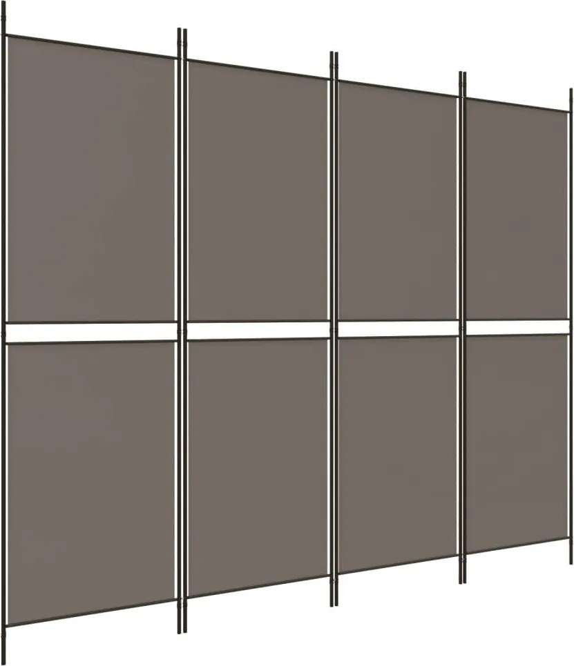 vidaXL Paravan de cameră cu 4 panouri, antracit, 200x200 cm, textil