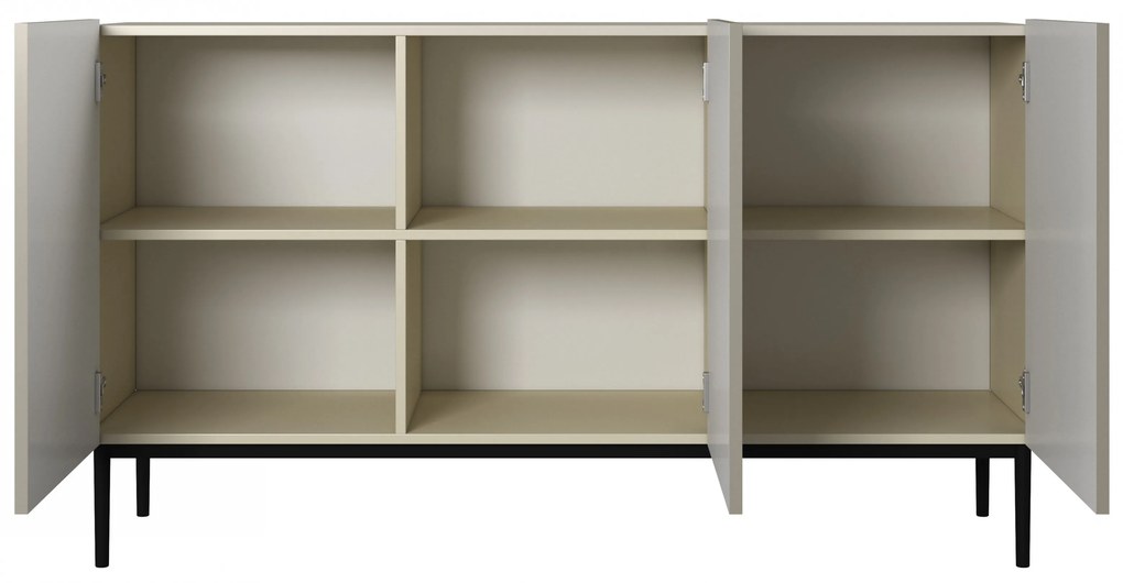 Comodă cu fronturi striate Nicole 150 cm - cașmir / picioare negre