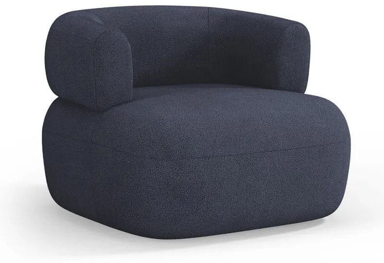 Fotoliu albastru închis cu tapițerie din stofă bouclé Jenny – Micadoni Home