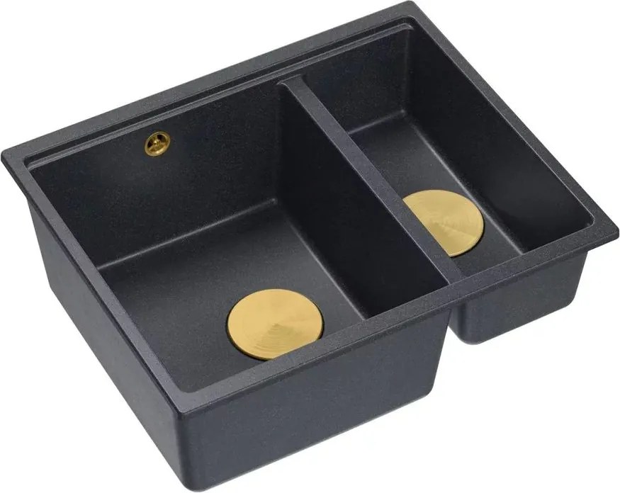 Chiuveta compozit incastrata Quadron Logan 150 negru diamant - auriu 56x46 cm