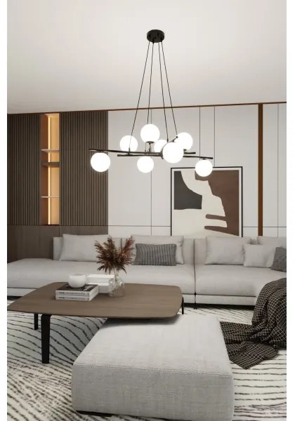 Lustră pe cablu ESSA 8xE14/10W/230V negru/alb