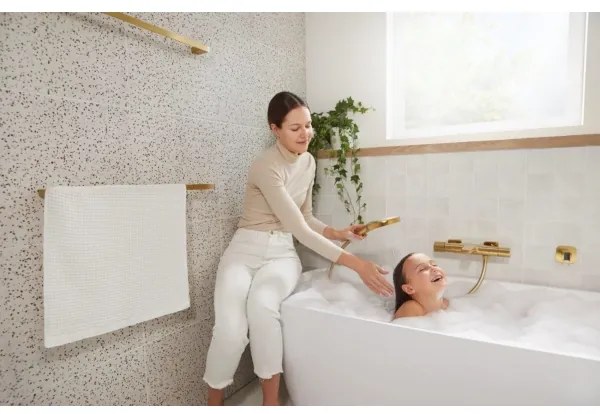 Baterie termostatică pentru cadă KFA Armatura MALAGA 5754-010-31, finisaj auriu periat