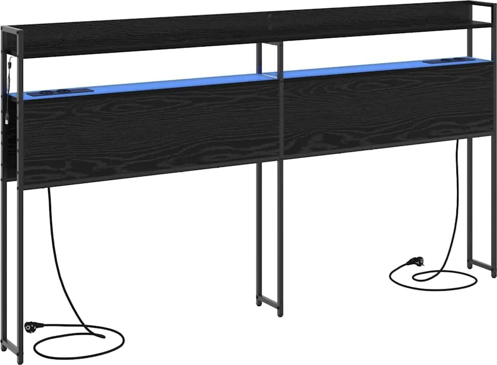 vidaXL Tăblie de depozitare cu raft Stejar negru 180 cm Lemn compozit