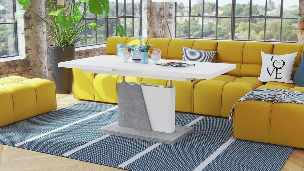 Mazzoni GRAND NOIR Alb Mat/Beton Millennium - MĂSUȚĂ DE CAFEA