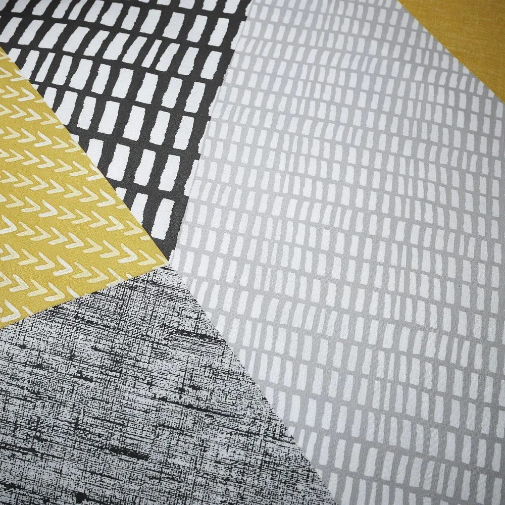 Lenjerie de pat galbenă/gri pentru pat de o persoană 135x200 cm Larsson Geo – Catherine Lansfield