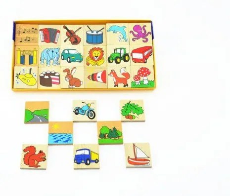 Ce aparține unde? 36 pietre de lemn într-o cutie de 25x13cm