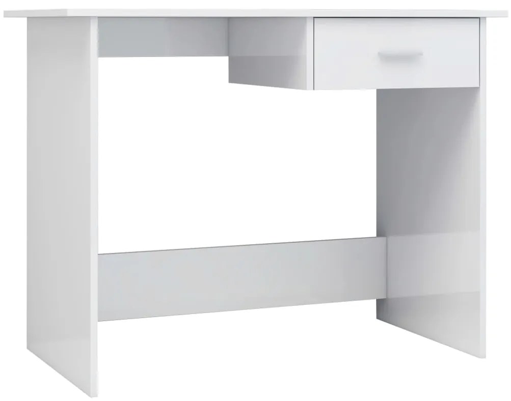 800555 vidaXL Birou, alb extralucios, 100x50x76 cm, lemn prelucrat