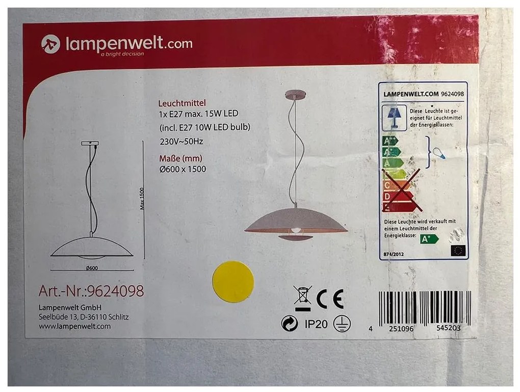 Lustră LED RGBW dimabilă pe cablu ARTHUR 1xE27/10W/230V Wi-Fi Lampenwelt