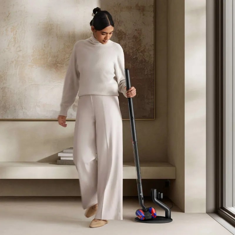 Aspirator vertical Dyson PencilVac Fluffycones 492689-01, 55 AW, 30 min, 80 ml, 140000 Hyperdymium™, design ultra-subțire, iluminare LED, negru
