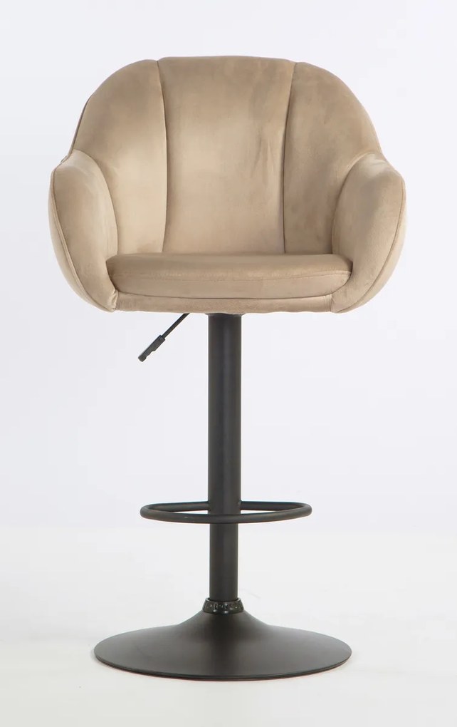 HR2055W Scaun Latte din Catifea cu Bază Neagră