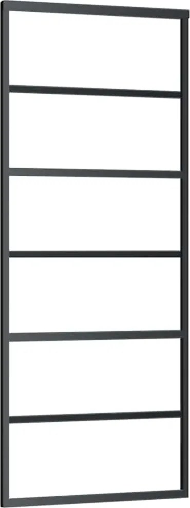 vidaXL Ușă glisantă, negru, 76x205 cm, sticlă ESG și aluminiu