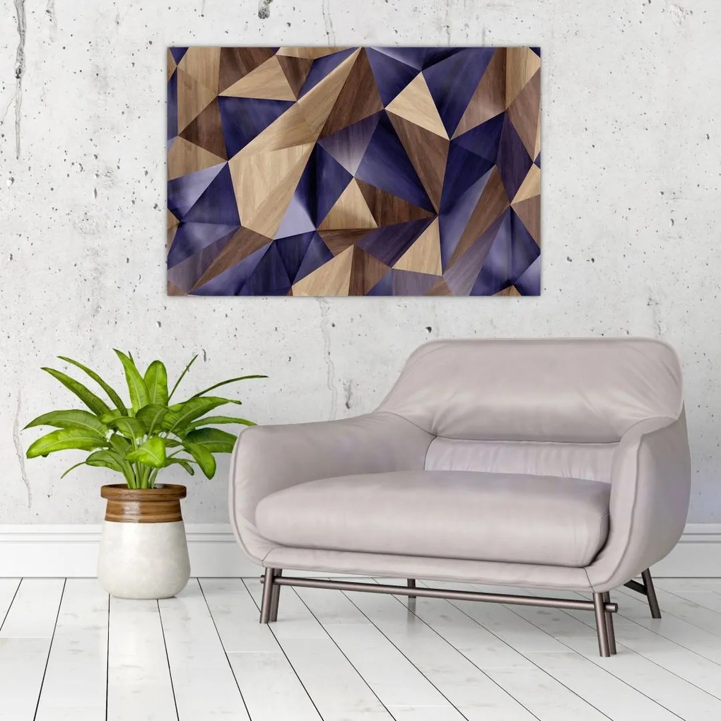 Tablou - 3D triunghiuri de lemn (90x60 cm)