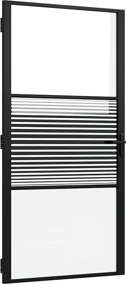 vidaXL Ușă de sticlă Dungi Negru 76 x 3.5 x 201.5 cm Aluminiu