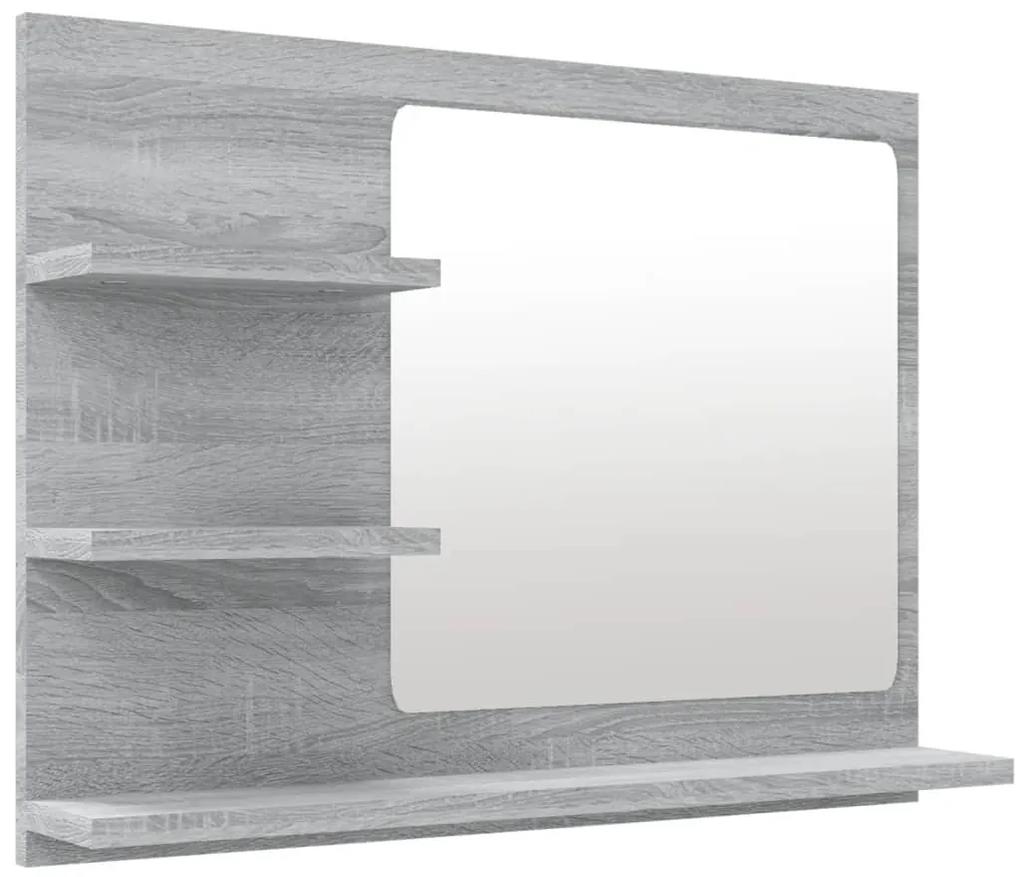 815661 vidaXL Oglindă de baie, gri sonoma, 60x10,5x45 cm, lemn compozit