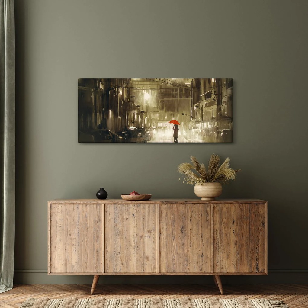 Tablou - Femeie într-o noapte ploioasă (120x50 cm)