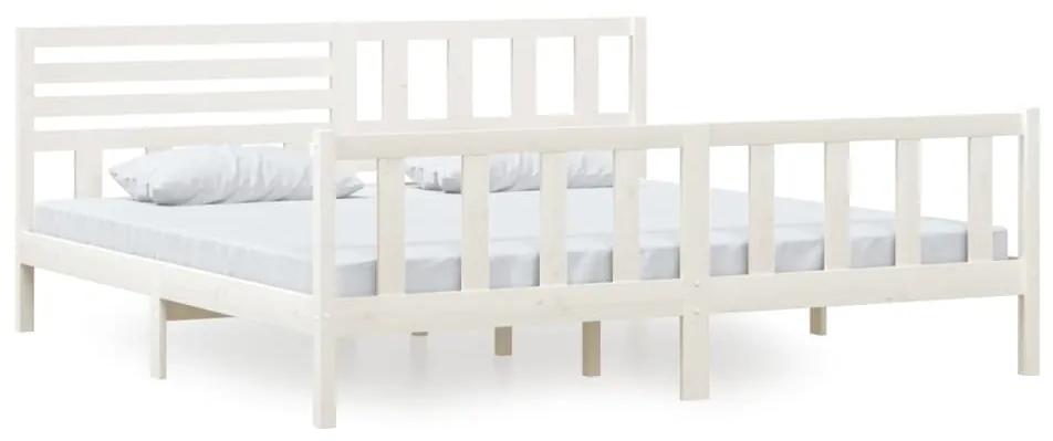 3101174 vidaXL Cadru de pat, alb, 200x200 cm, lemn masiv
