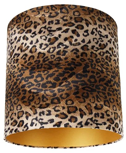 Abajur din catifea cu imprimeu leopard 40/40/40 interior auriu