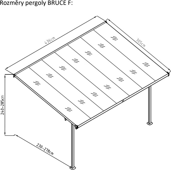 Pergolă de grădină din aluminiu BRUCE F, 436 x 305 cm