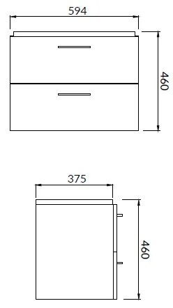 Dulap baie suspendat pentru lavoar Cersanit Lara, 60 cm, nuc, doua sertare