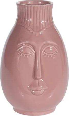 Vaza Face din ceramica roz 11x19 cm