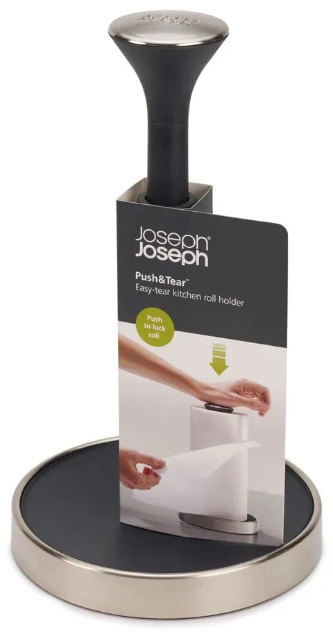 Suport pentru șervețele de bucătărie Joseph Joseph Push N Tear, negru