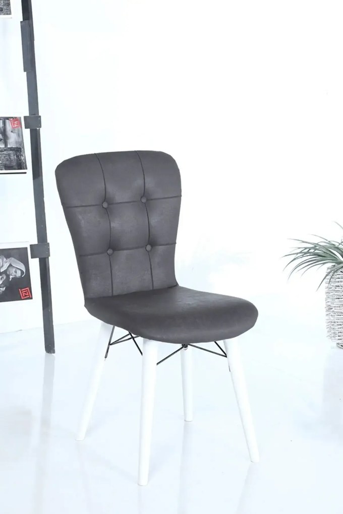 Scaun living tapitat negru-nuc Beluga Homs