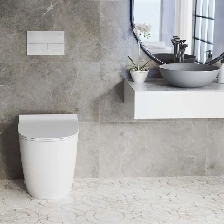 Cadru WC incastrat K011A-Q Rea cu buton T crom periat