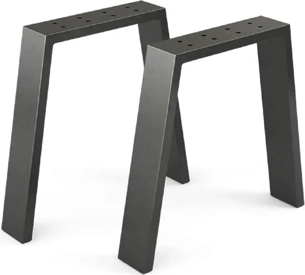 Set 2 picioare metalice pentru măsuță de cafea, design industrial, negru mat