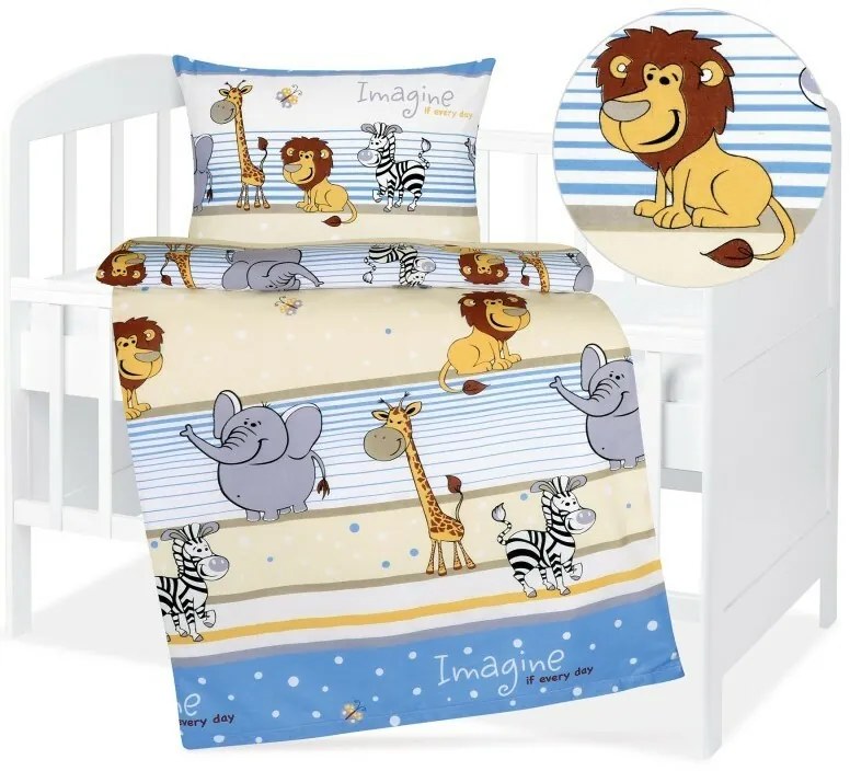 Bellatex Lenjerie de pat din bumbac Agata Safarialbastru, 90 x 135 cm, 45 x 60 cm