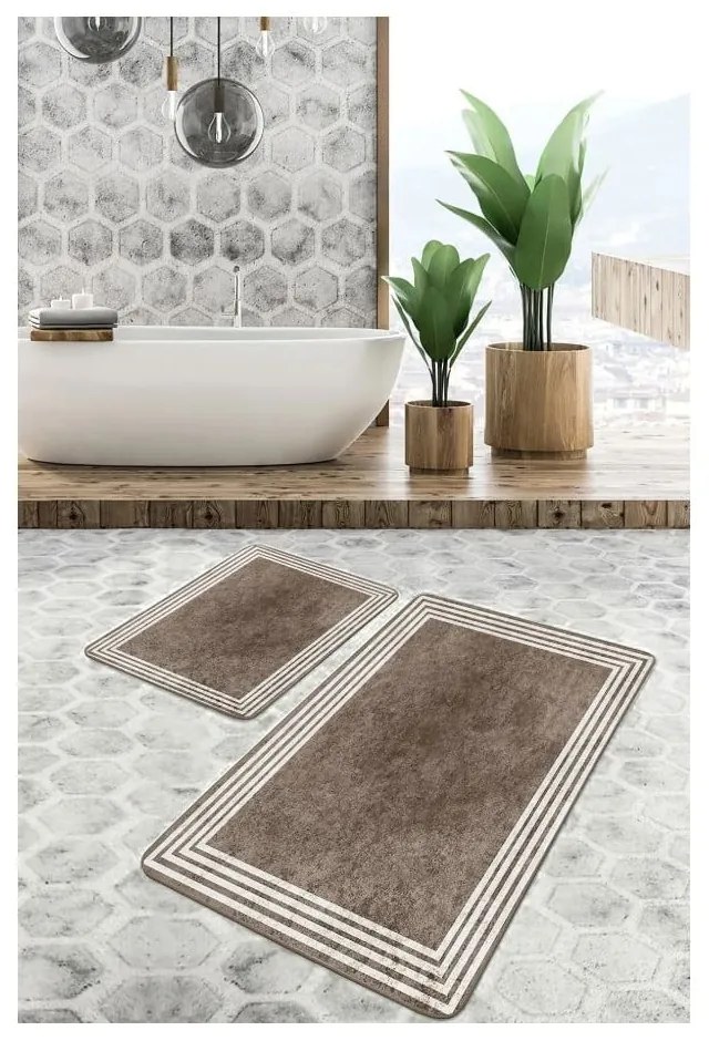 Covorașe de baie taupe 2 buc. din catifea 60x100 cm – Mila Home