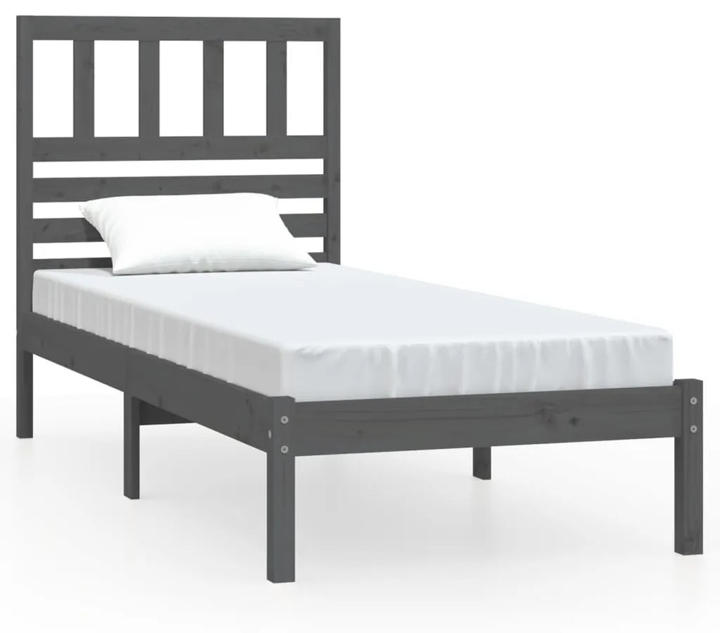 3100985 vidaXL Cadru de pat 2FT6 Small Single, gri, 75x190 cm lemn masiv pin