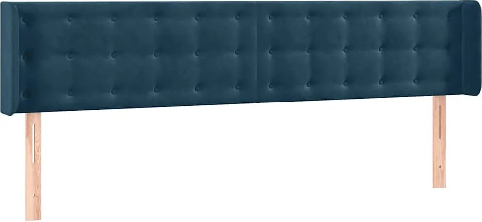 vidaXL Tăblie pat cu aripioare albastru închis 163x16x78/88 cm catifea