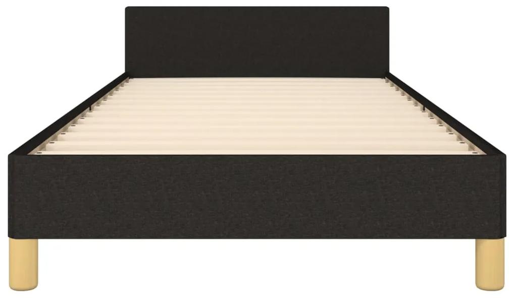 Cadru de pat cu tablie, negru, 90x200 cm, textil Negru, 90 x 200 cm, Culoare unica si cuie de tapiterie