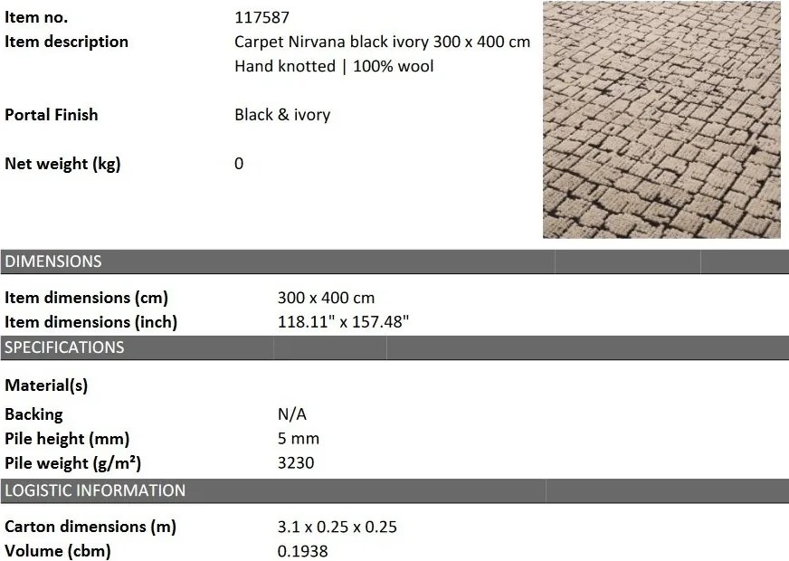 Covor design LUX tesut manual Nirvana 300x400cm