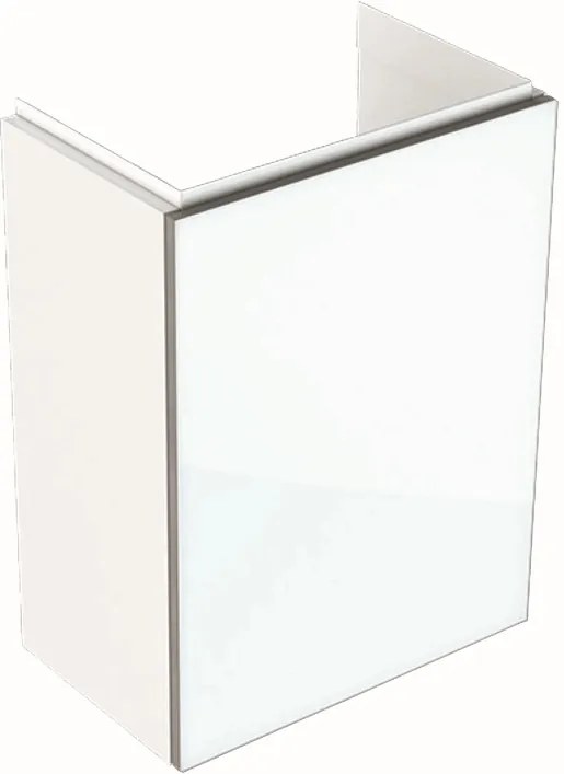 Dulap baza Geberit Acanto 39.5x24.5cm cu o usa sticla alba, corp alb lucios