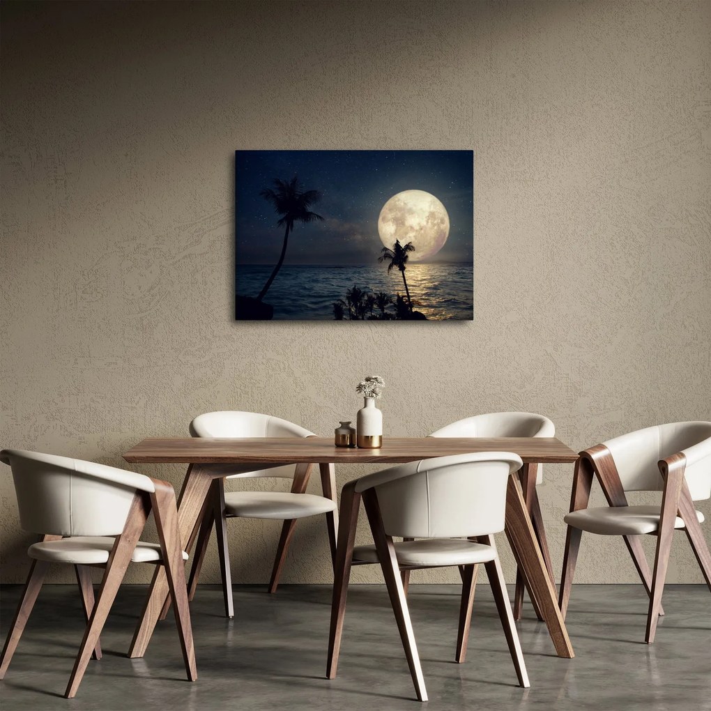 Tablou - Plaja cu lună plină (70x50 cm)