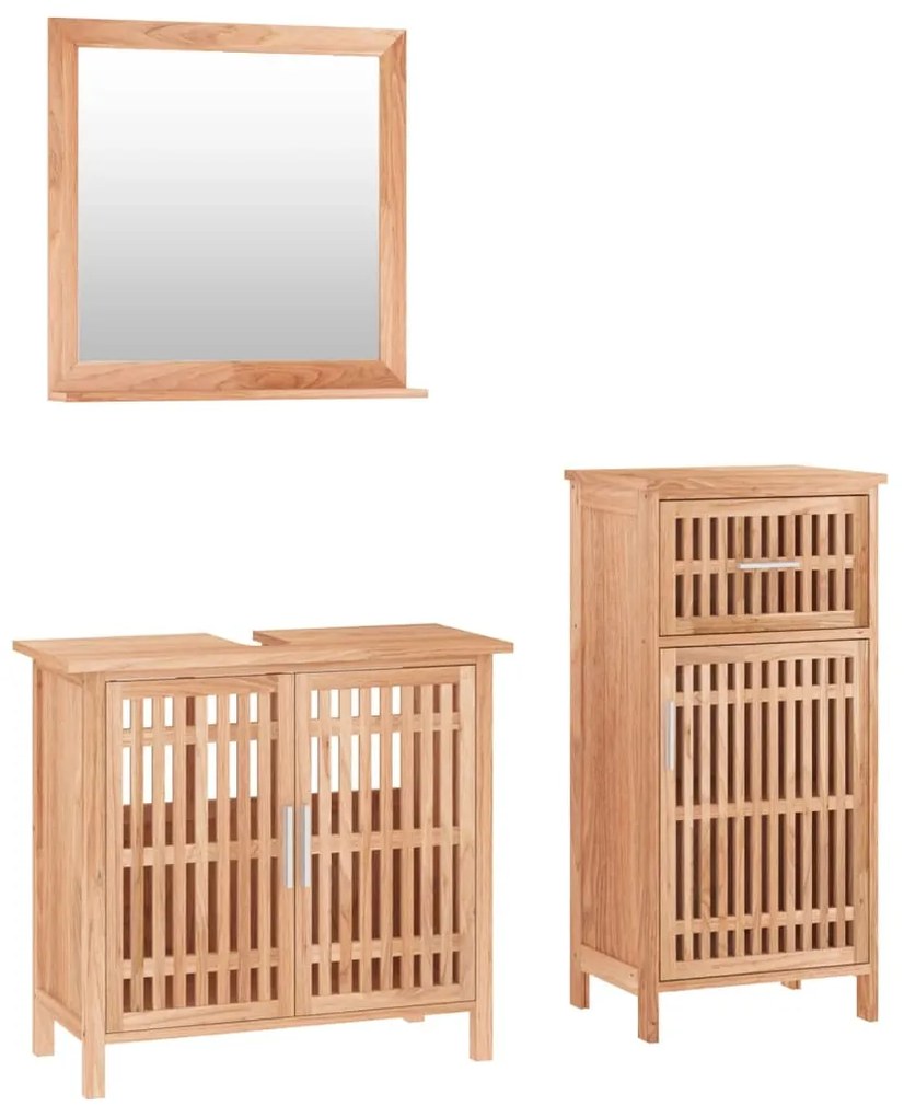 3185784 vidaXL Set mobilier de baie, 3 piese, lemn masiv de nuc