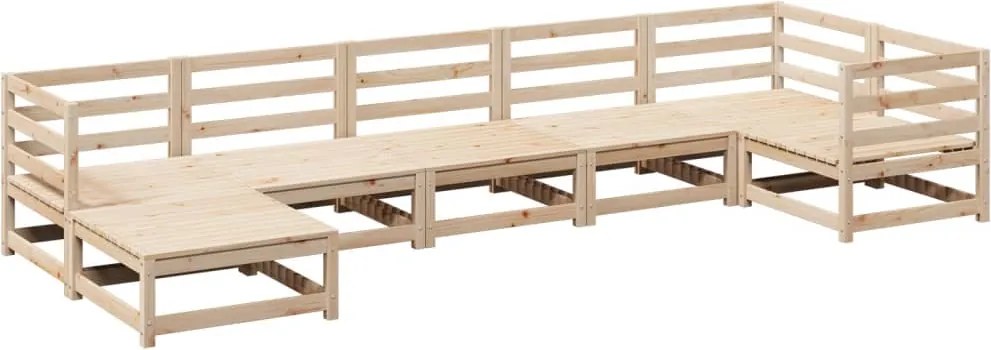 vidaXL Set canapea de grădină, 7 piese, lemn masiv de pin