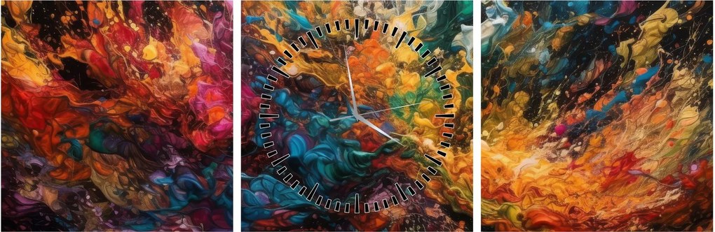 Tablou - Abstracția culorilor II. (cu ceas) (90x30 cm)
