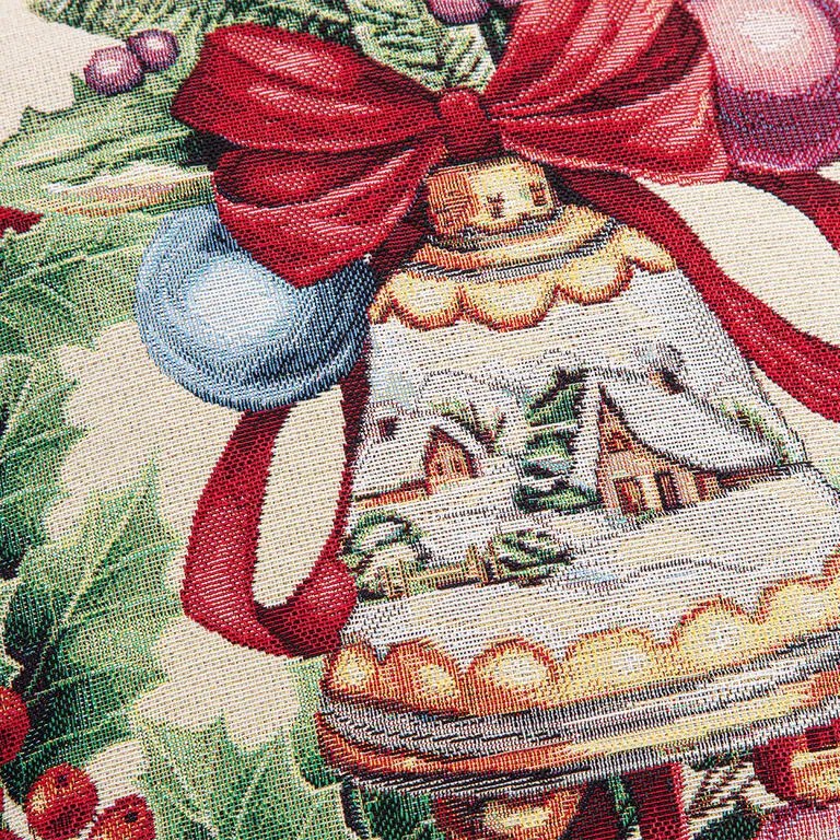 Faţă de pernuţă tip goblen CLOPOŢEL DE CRĂCIUN, 45 x 45 cm