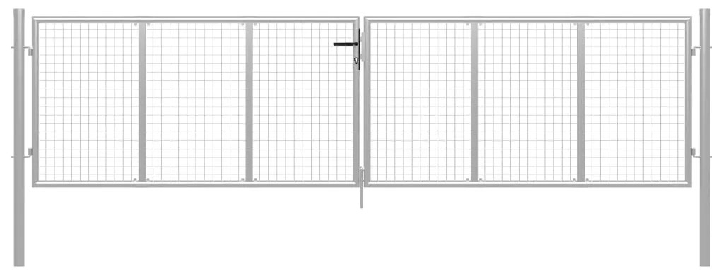 vidaXL Poartă de grădină din oțel galvanizat, argintiu, 400x100 cm
